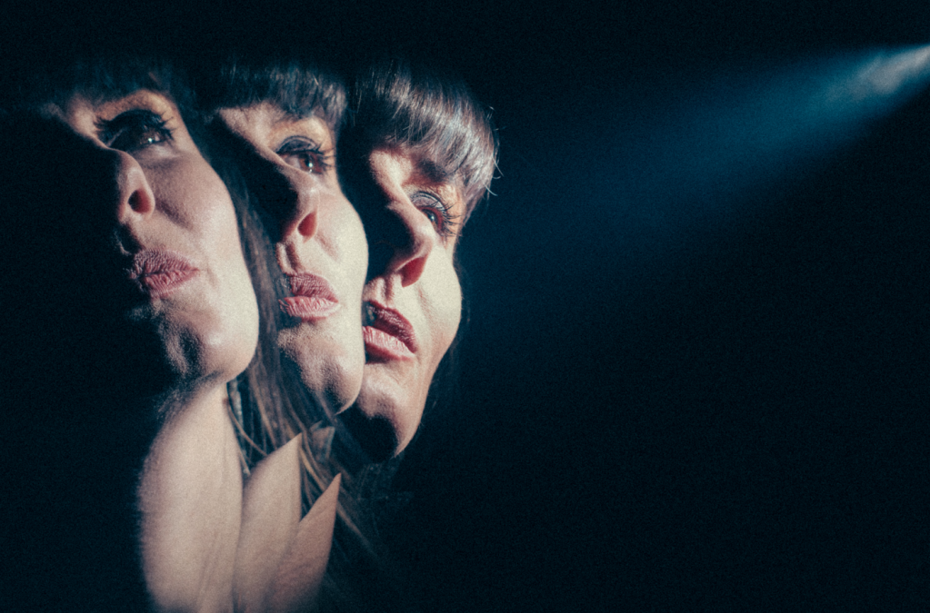 Carol Hodge portrait for the single Manoeuvres, shot with triple exposure